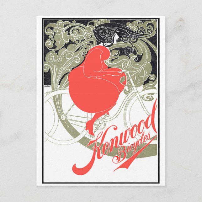 Kenwood Bicycles Art Nouveau Postcard (Front)