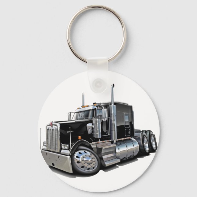 Kenworth w900 Black Truck Key Ring (Front)