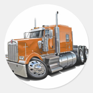 Kenworth w900 Orange Truck Classic Round Sticker