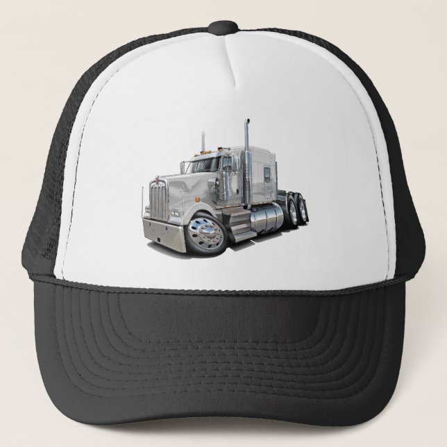 Kenworth w900 White Truck Trucker Hat (Front)