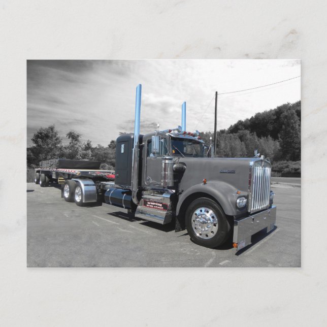 Kenworth W900A Flatbed Postcard (Front)