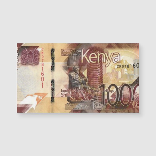 Kenya 1000 Shillings Banknote Magnetic Card (Front)