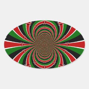 Kenya: A Dazzling Dance of Red, Black, and Green Oval Sticker