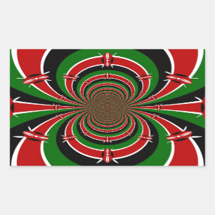 Kenya: A Dazzling Dance of Red, Black, and Green Rectangular Sticker