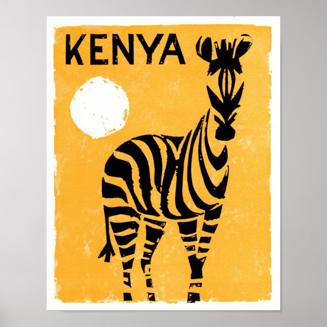 Kenya Africa Vintage Travel Poster Restored (Front)