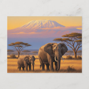 Kenya Amboseli National Park Elephants Postcard