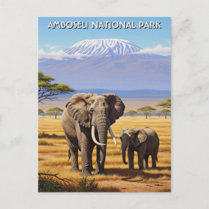 Kenya Amboseli National Park Elephants Postcard