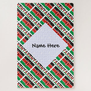 Kenya and Kenyan Flag Tiled with Your Name Jigsaw Puzzle