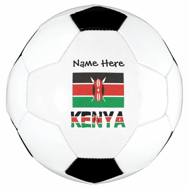 Kenya and Kenyan Flag Tiled with Your Name Soccer  Football (Front)