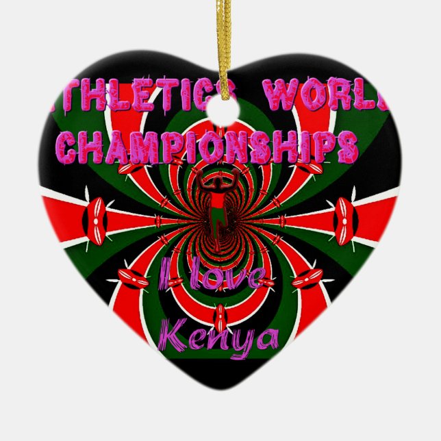 Kenya Athletics World Championships: Swirling Flag Ceramic Tree Decoration (Front)