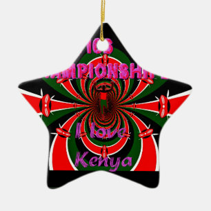 Kenya Athletics World Championships: Swirling Flag Ceramic Tree Decoration