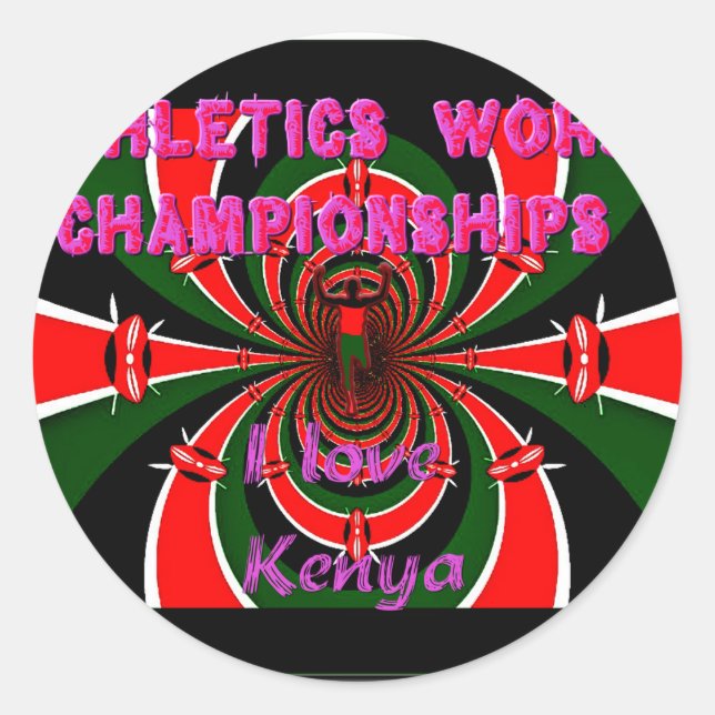 Kenya Athletics World Championships: Swirling Flag Classic Round Sticker (Front)