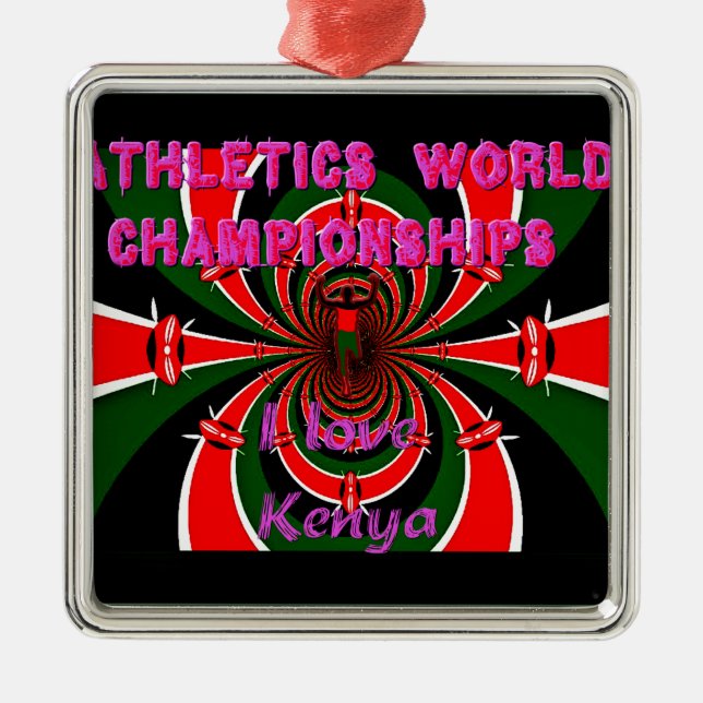 Kenya Athletics World Championships: Swirling Flag Metal Tree Decoration (Front)