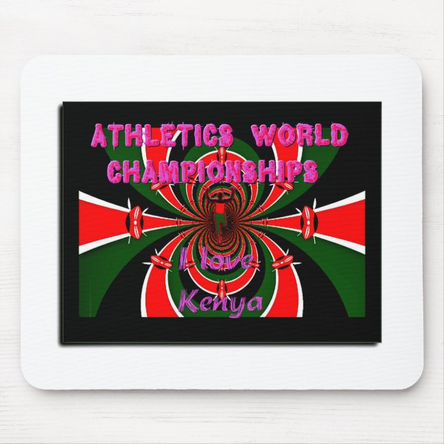 Kenya Athletics World Championships: Swirling Flag Mouse Mat (Front)