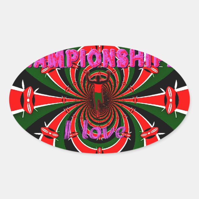 Kenya Athletics World Championships: Swirling Flag Oval Sticker (Front)