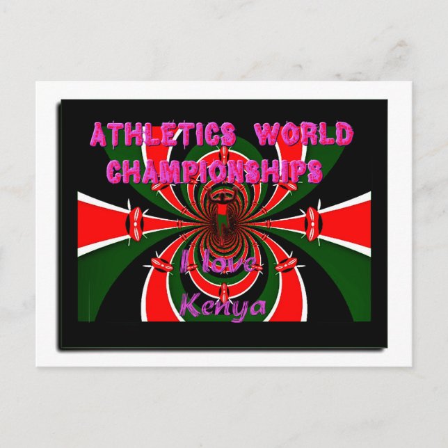 Kenya Athletics World Championships: Swirling Flag Postcard (Front)
