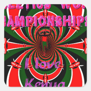 Kenya Athletics World Championships: Swirling Flag Square Sticker