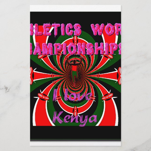Kenya Athletics World Championships: Swirling Flag Stationery (Front)