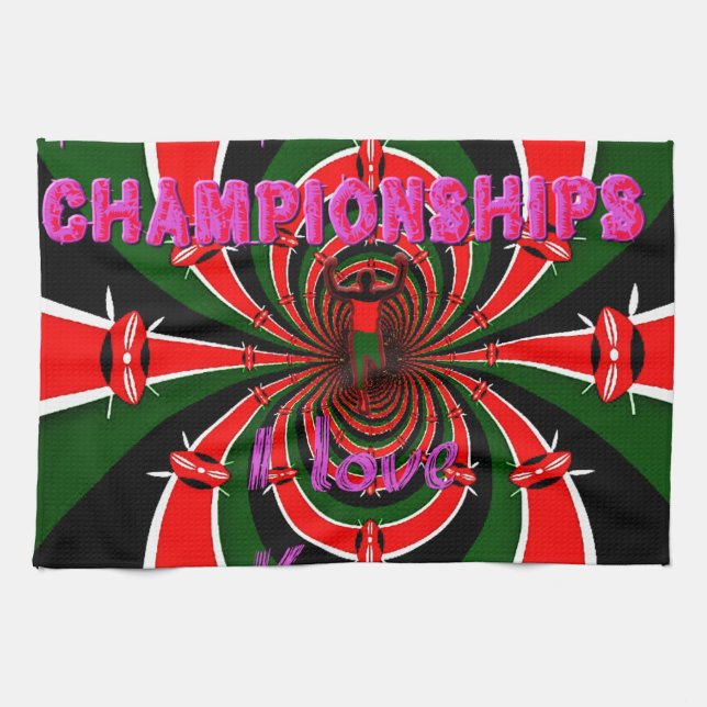 Kenya Athletics World Championships: Swirling Flag Tea Towel (Horizontal)