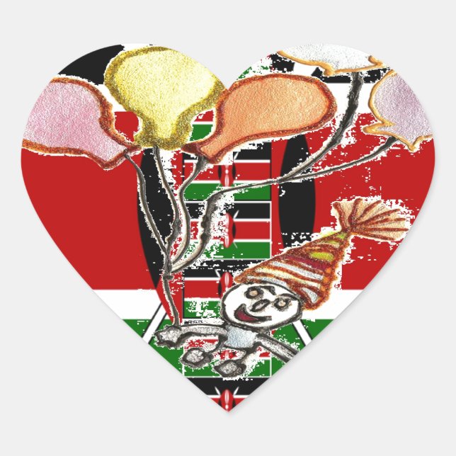 Kenya Birthday Heart Sticker (Front)