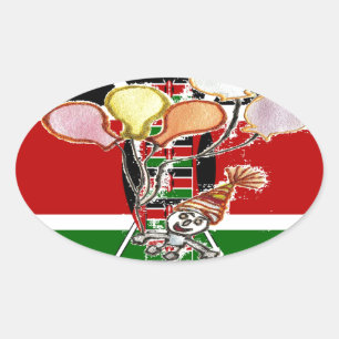 Kenya Birthday Oval Sticker