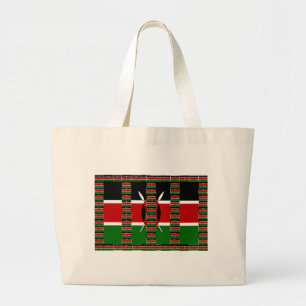 Kenya Black red green Large Tote Bag