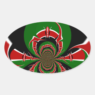 Kenya Black red green national flag colours design Oval Sticker