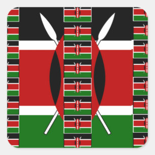Kenya Black red green Square Sticker