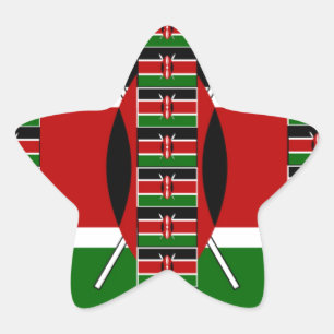 Kenya Black red green Star Sticker