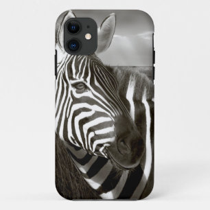 Kenya. Black & white of zebra and plain. iPhone 11 Case