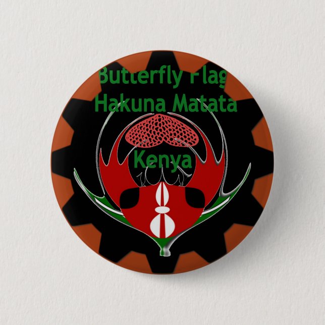 Kenya Butterfly Flag Art – Hakuna Matata Patriotic 6 Cm Round Badge (Front)