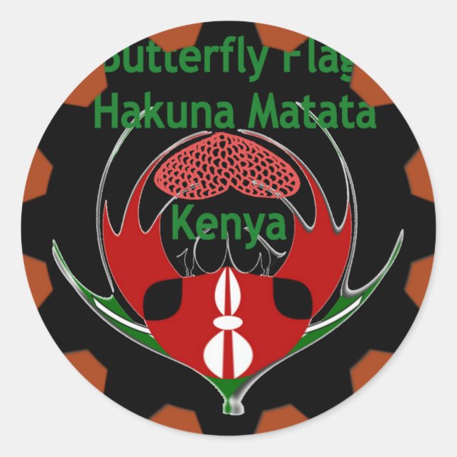 Kenya Butterfly Flag Art – Hakuna Matata Patriotic Classic Round Sticker (Front)