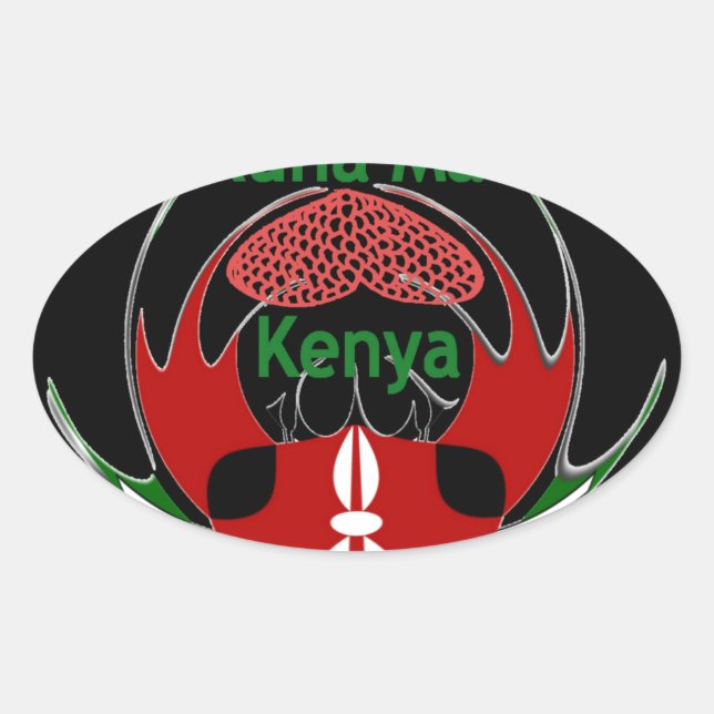 Kenya Butterfly Flag Art – Hakuna Matata Patriotic Oval Sticker (Front)