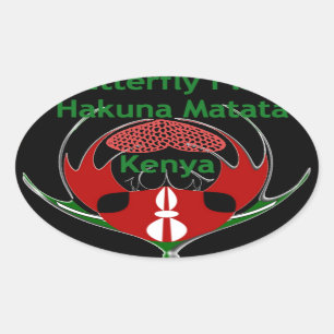 Kenya Butterfly Flag Art – Hakuna Matata Patriotic Oval Sticker