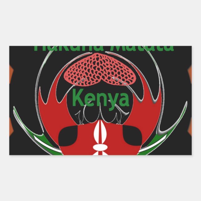Kenya Butterfly Flag Art – Hakuna Matata Patriotic Rectangular Sticker (Front)