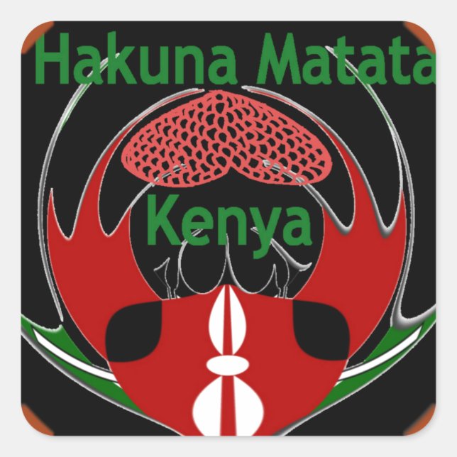 Kenya Butterfly Flag Art – Hakuna Matata Patriotic Square Sticker (Front)