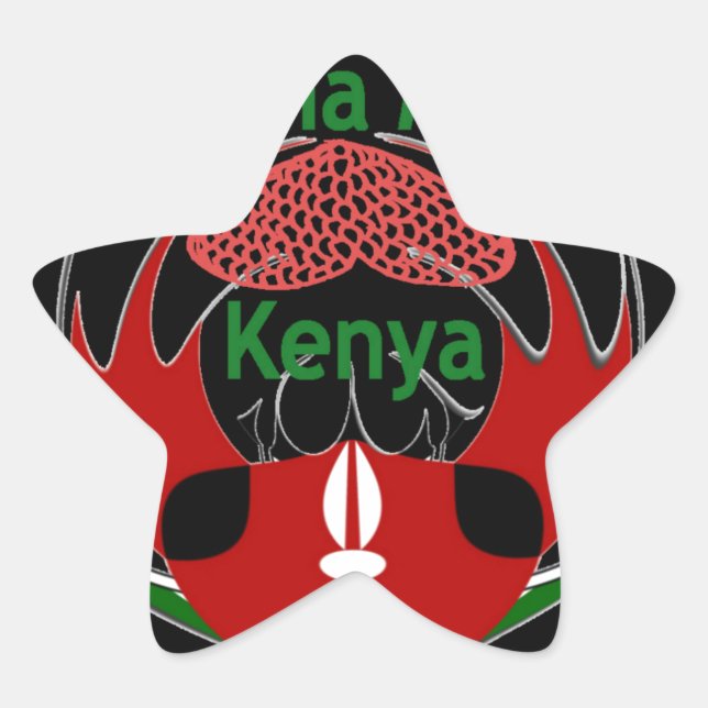 Kenya Butterfly Flag Art – Hakuna Matata Patriotic Star Sticker (Front)