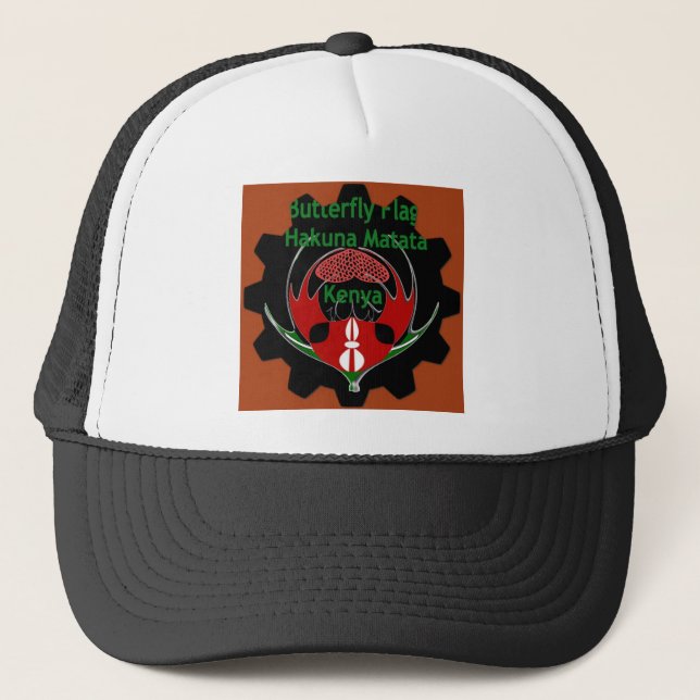 Kenya Butterfly Flag Art – Hakuna Matata Patriotic Trucker Hat (Front)