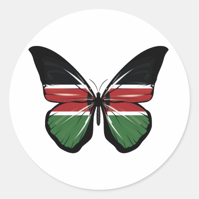 Kenya Butterfly Flag Classic Round Sticker (Front)