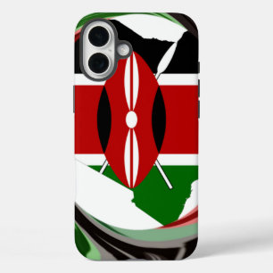 Kenya Celebration Colourful Flag Map Vector Artwor iPhone 16 Plus Case