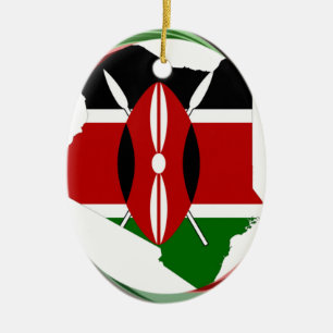 Kenya Celebration Colourful Flag Map Vector Artwor Ceramic Tree Decoration