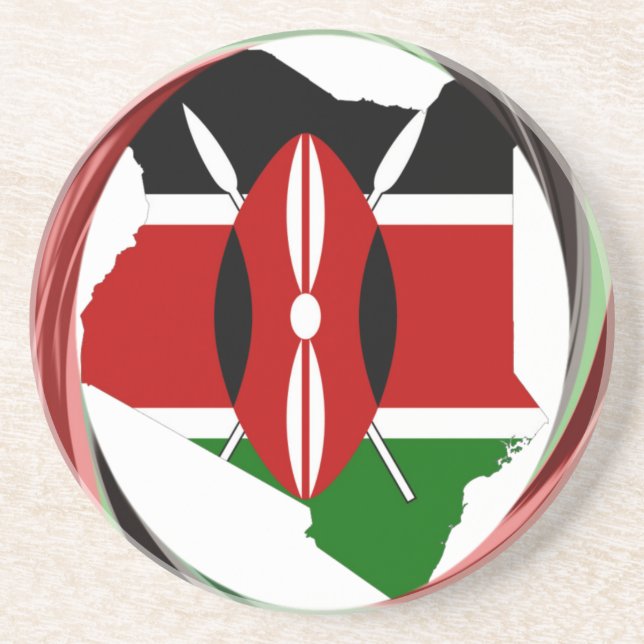 Kenya Celebration Colourful Flag Map Vector Artwor Coaster (Front)