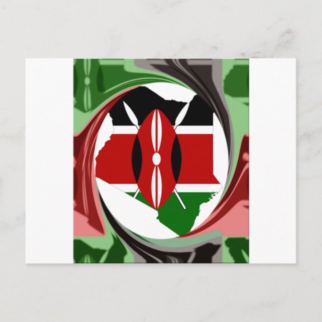 Kenya Celebration Colourful Flag Map Vector Artwor Postcard (Front)