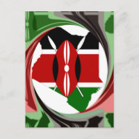 Kenya Celebration Colourful Flag Map Vector Artwor