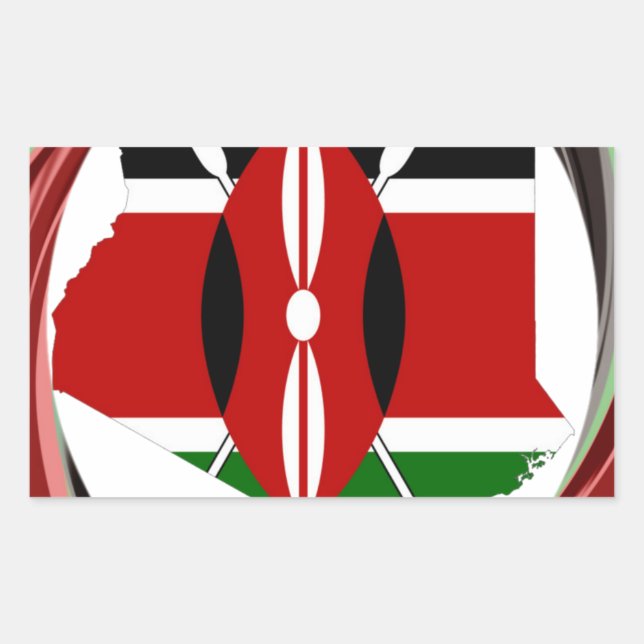 Kenya Celebration Colourful Flag Map Vector Artwor Rectangular Sticker (Front)