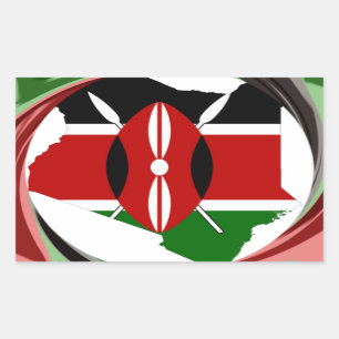 Kenya Celebration Colourful Flag Map Vector Artwor Rectangular Sticker