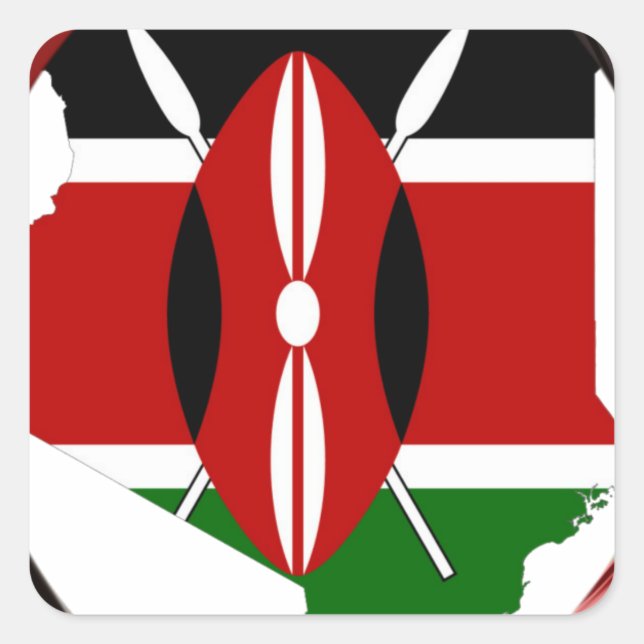 Kenya Celebration Colourful Flag Map Vector Artwor Square Sticker (Front)
