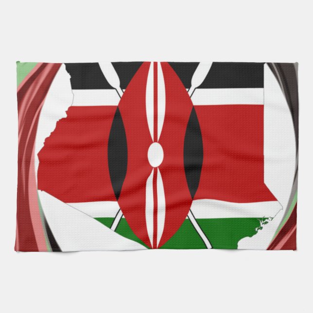 Kenya Celebration Colourful Flag Map Vector Artwor Tea Towel (Horizontal)