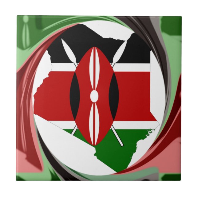 Kenya Celebration Colourful Flag Map Vector Artwor Tile (Front)