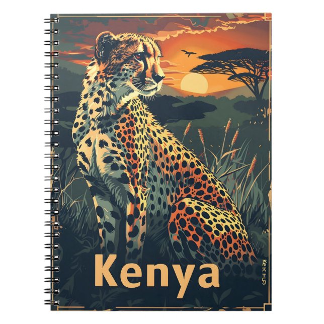 Kenya Cheeatah sunset Notebook (Front)